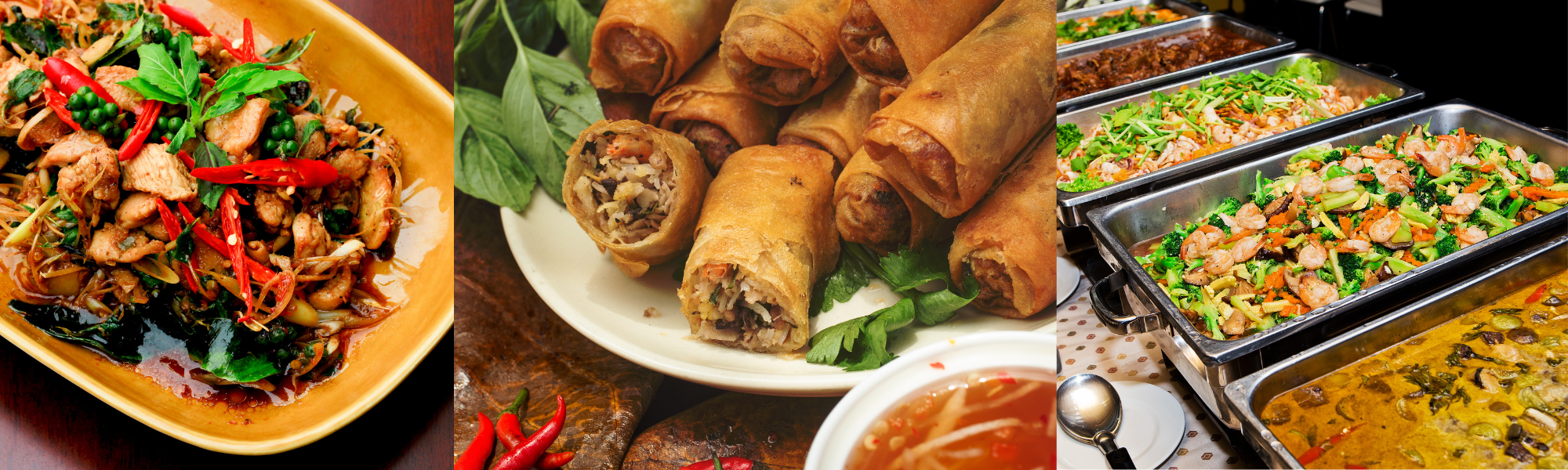 amazing catering cuisines including eggrolls and stir-fry 